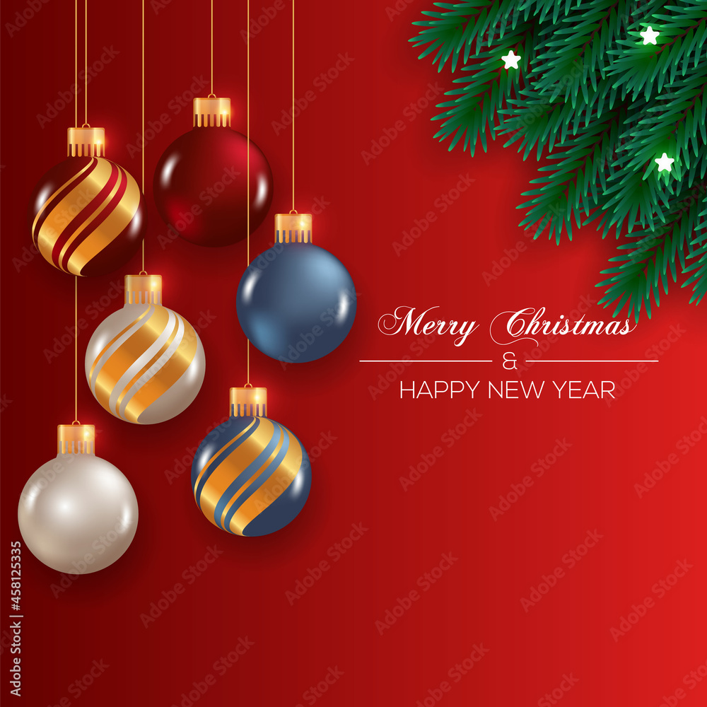 Christmas Ball With Red White Color Concept Christmas Ball With Red White Color Concept
