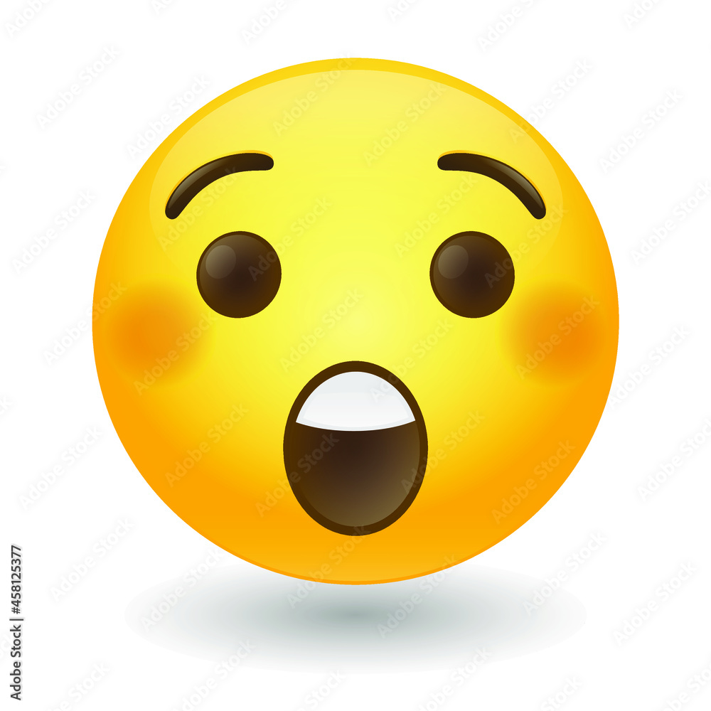 Fototapeta premium Astonished Emoji Icon Illustration Sign. Shocked Vector Symbol Emoticon Design Vector Clip Art.