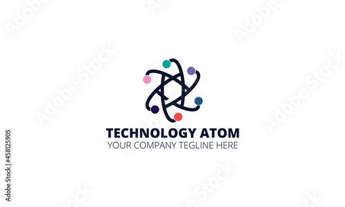 Fototapeta Naklejka Na Ścianę i Meble -  Creative Technology Atom Logo Design
