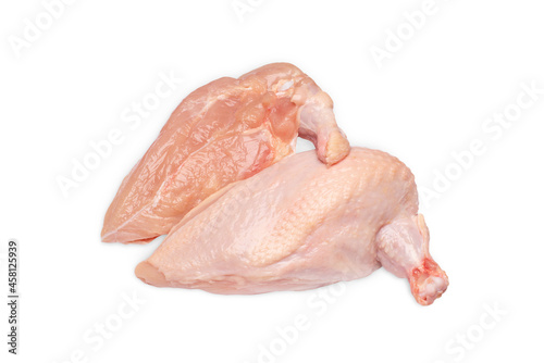 Foto Fresh chicken meat. Two piece Chiken supreme.Isolate.