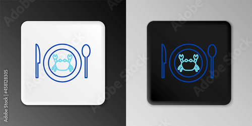 Line Served crab on a plate icon isolated on grey background. Colorful outline concept. Vector