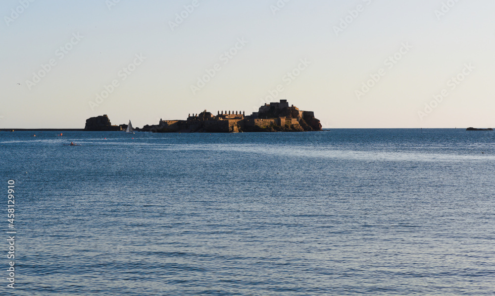 Elizabeth Castle photographed from St. Helier on the island of Jersey