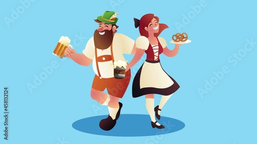 oktoberfest celebration german couple drinking beers
