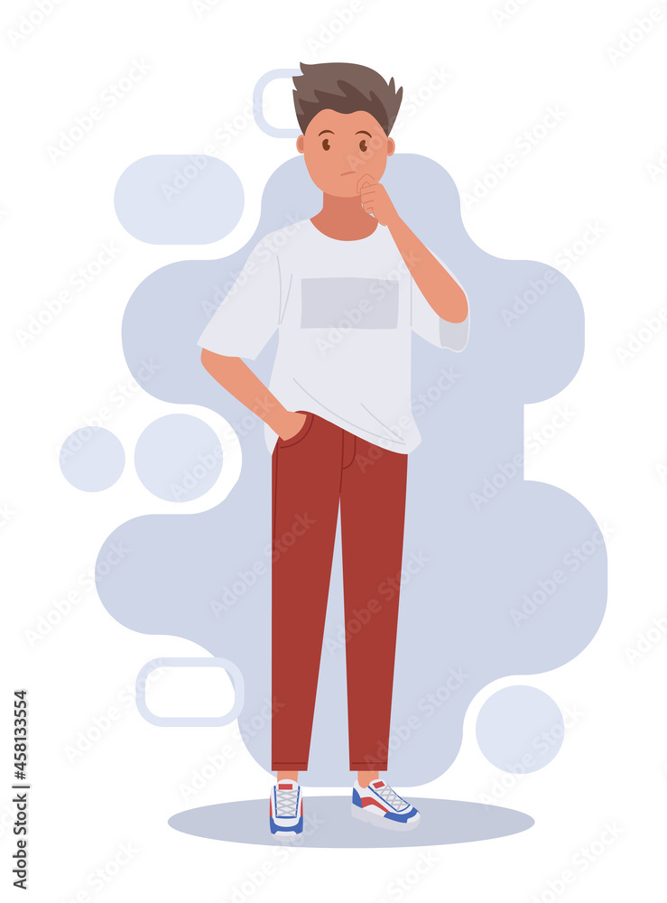 A person thinks. Making a decision. Vector illustration. A person thinks. Making a decision. Vector illustration.