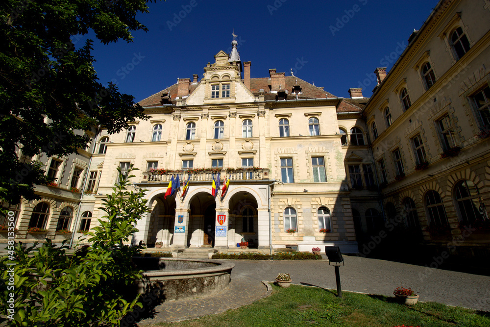 Sighisoara city hall front side with main entrance