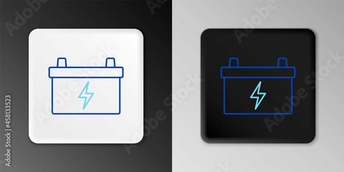 Line Car battery icon isolated on grey background. Accumulator battery energy power and electricity accumulator battery. Colorful outline concept. Vector