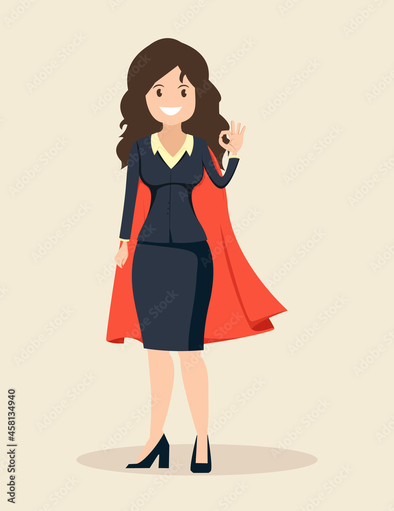 Businesswoman in a red cloak. Superhero of business. Businesswoman in a red cloak. Superhero of business.