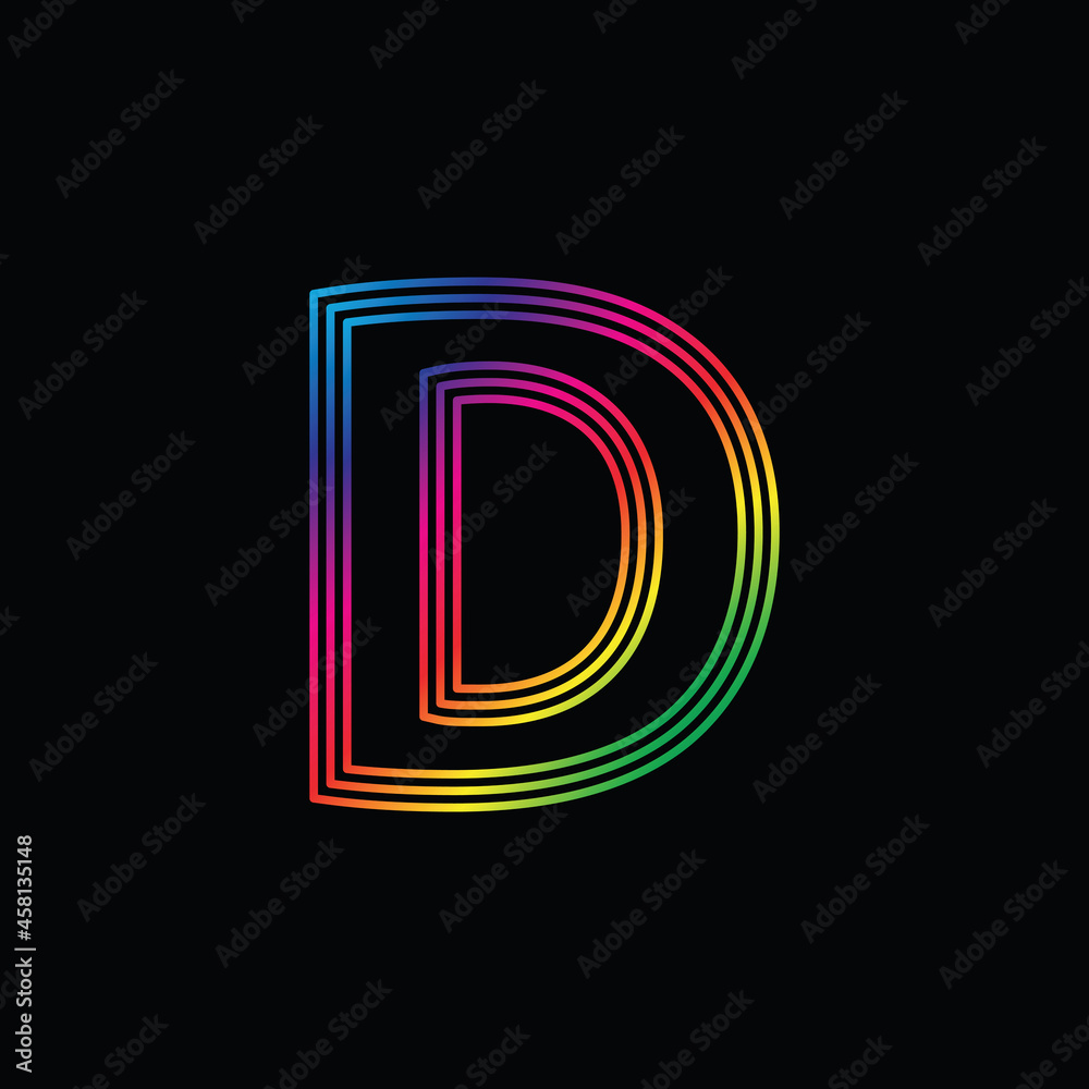 Vector Alphabet. rainbow letter D logo. abstract colorful alphabet ...