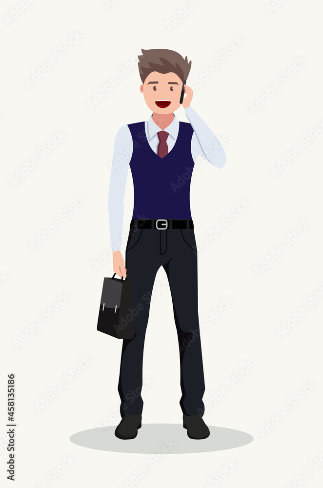 Businessman man talking on the phone. Flat design. Businessman man talking on the phone. Flat design.
