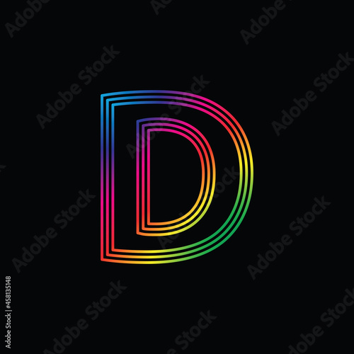 Vector Alphabet. rainbow letter D logo. abstract colorful alphabet . Font style - vector illustration 