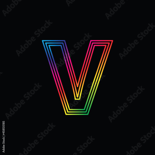 Vector Alphabet. rainbow letter V logo. abstract colorful alphabet . Font style - vector illustration 