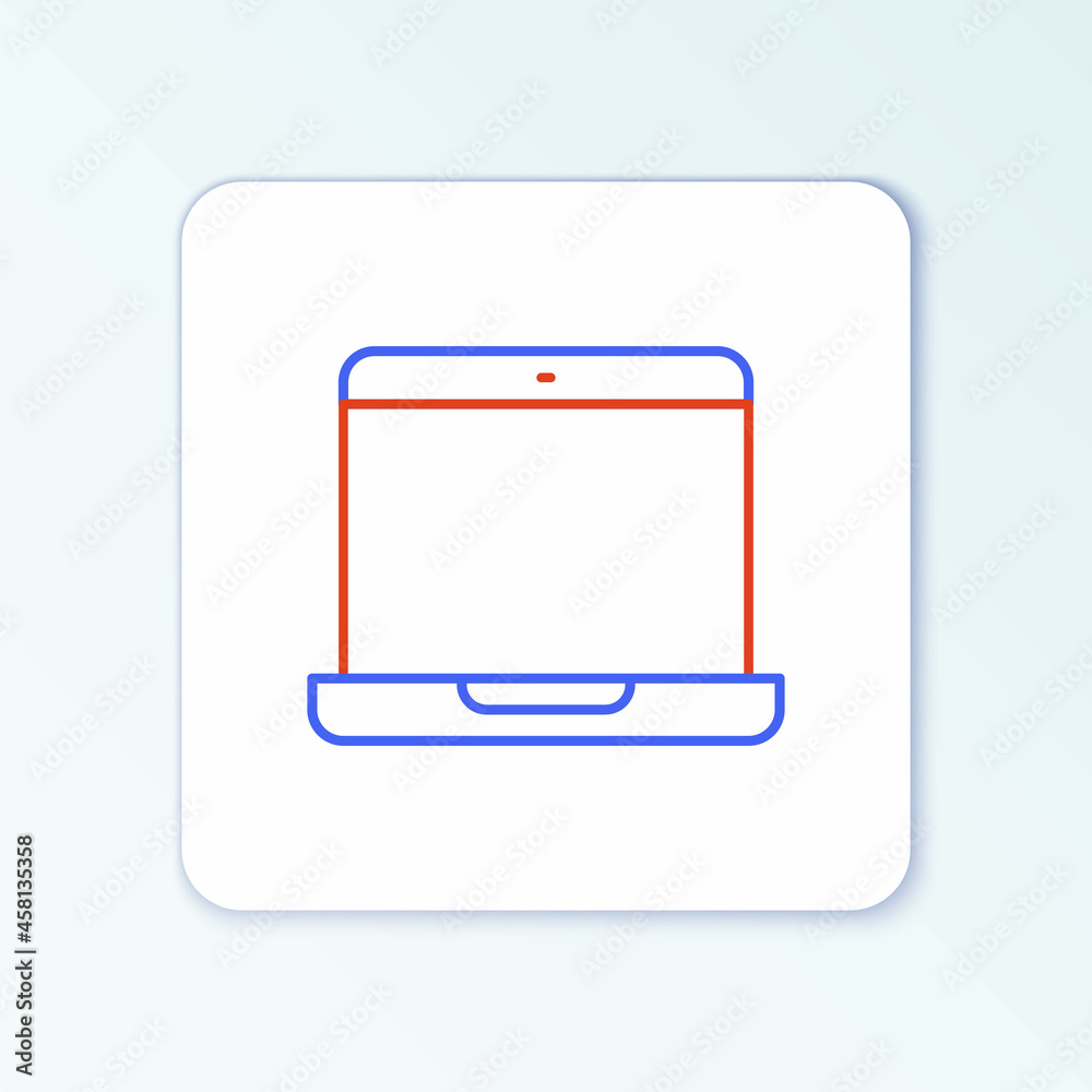 Line Laptop icon isolated on white background. Computer notebook with empty screen sign. Colorful outline concept. Vector Line Laptop icon isolated on white background. Computer notebook with empty screen sign. Colorful outline concept. Vector