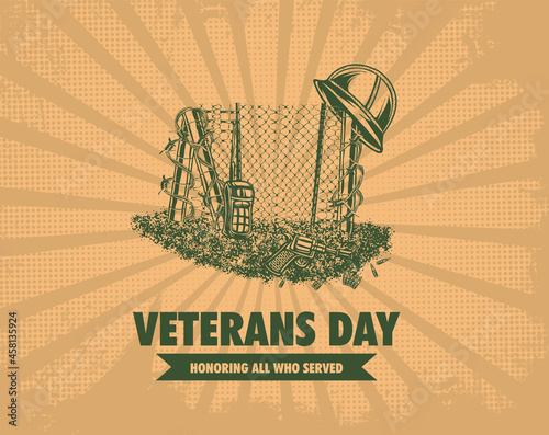 veterans days template retro style