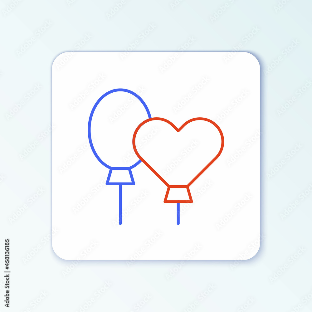 Line Balloons with ribbon icon isolated on white background. Colorful outline concept. Vector Line Balloons with ribbon icon isolated on white background. Colorful outline concept. Vector
