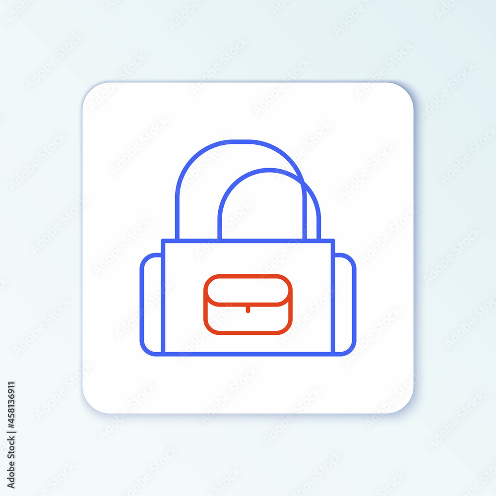 Line Sport bag icon isolated on white background. Colorful outline concept. Vector Line Sport bag icon isolated on white background. Colorful outline concept. Vector