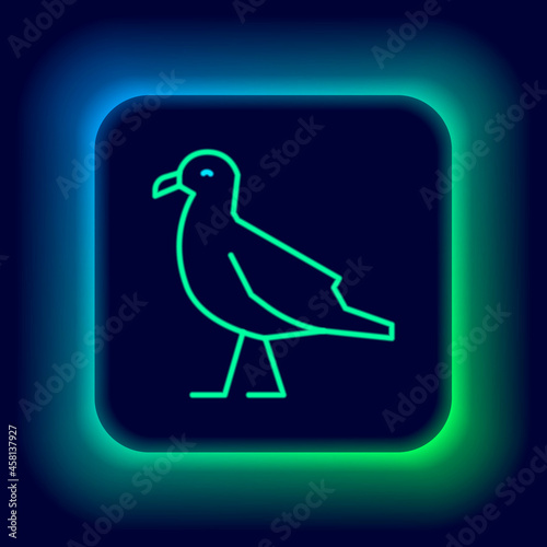 Glowing neon line Bird seagull icon isolated on black background. Colorful outline concept. Vector