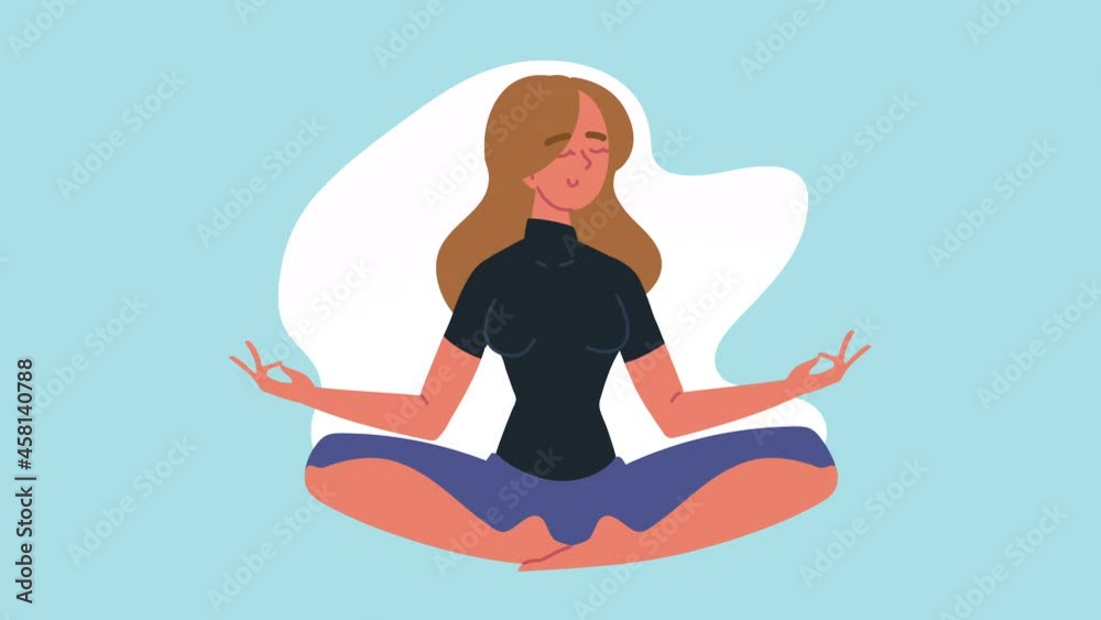 blond young girl practicing yoga character blond young girl practicing yoga character