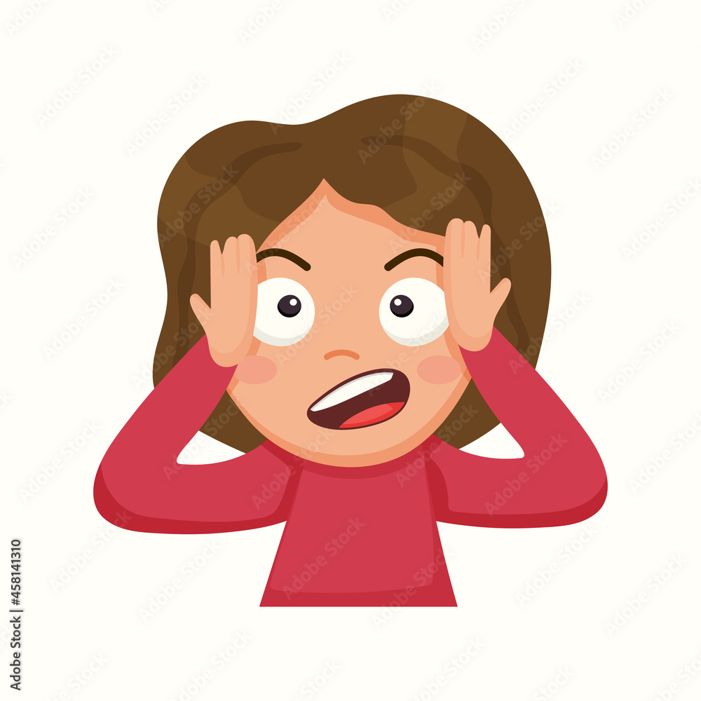 The woman tries to hide. Vector illustration in flat style The woman tries to hide. Vector illustration in flat style