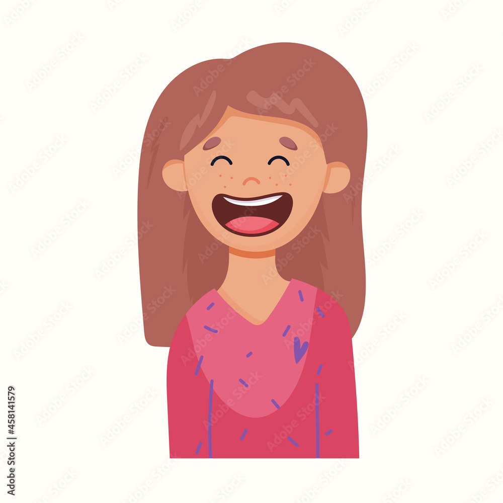 Portrait of a girl. Vector illustration in flat style