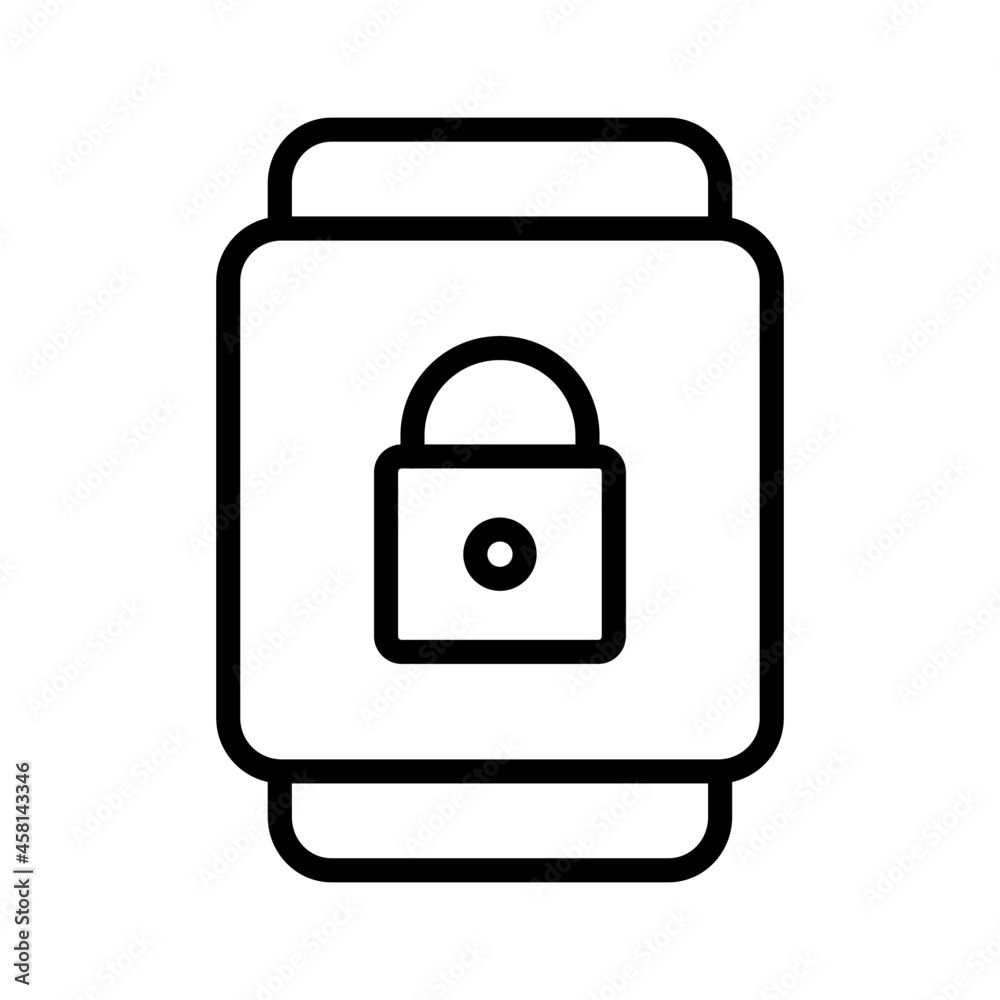smartwatch lock icon vector design, stroke line icon smartwatch lock icon vector design, stroke line icon