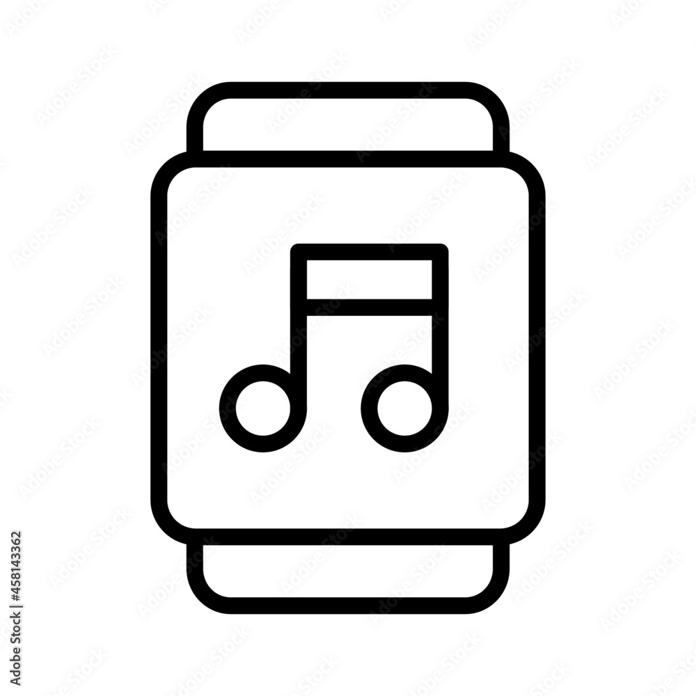 smartwatch music icon vector design, stroke line icon smartwatch music icon vector design, stroke line icon