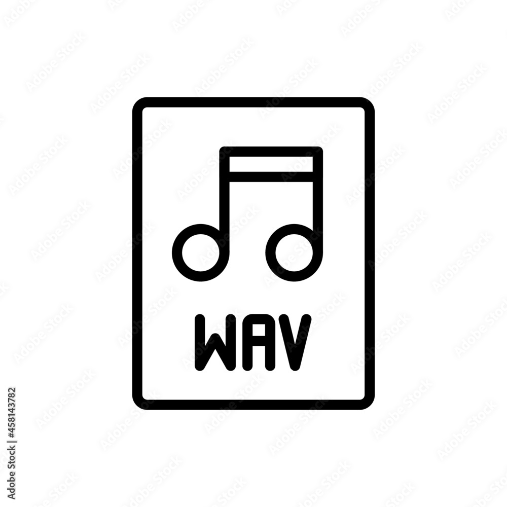 music file wav icon vector design, editable stroke line icon music file wav icon vector design, editable stroke line icon