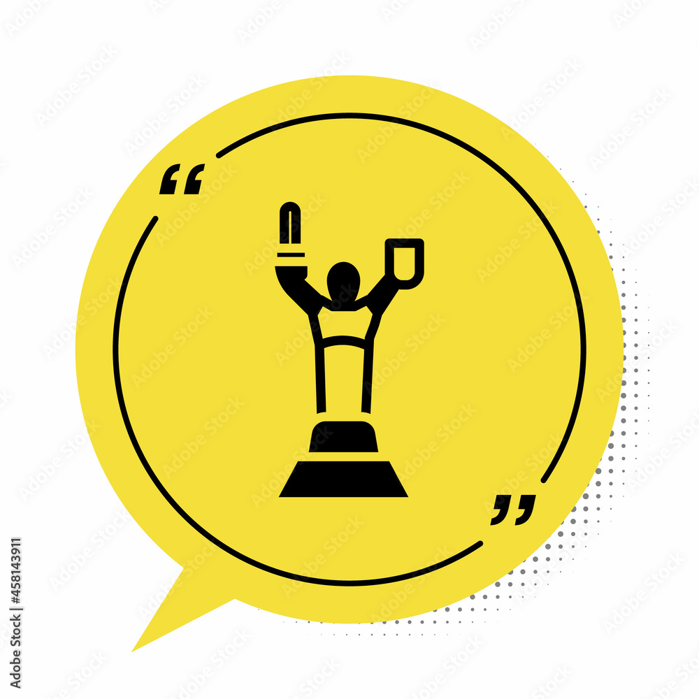 Fototapeta premium Black Mother Motherland monument in Kiev, Ukraine icon isolated on white background. Yellow speech bubble symbol. Vector