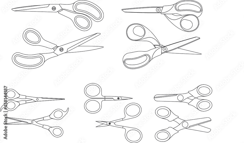 Scissor value pack - key line - collection of various scissors - designed for easy editing, minimal anchor points and intuitive grouping.