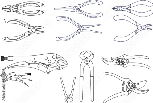 Work tool value pack -  key line - collection of various hand tools - designed for easy editing, minimal anchor points and intuitive grouping.