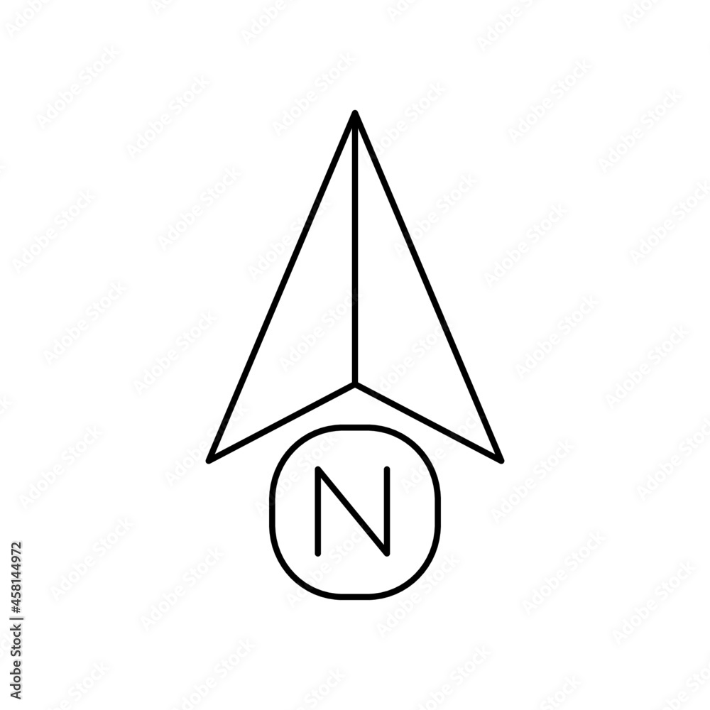north direction icon vector design, editable stroke line icon north direction icon vector design, editable stroke line icon