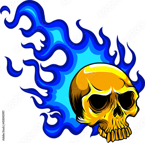 Head skull fire vector illustration design art