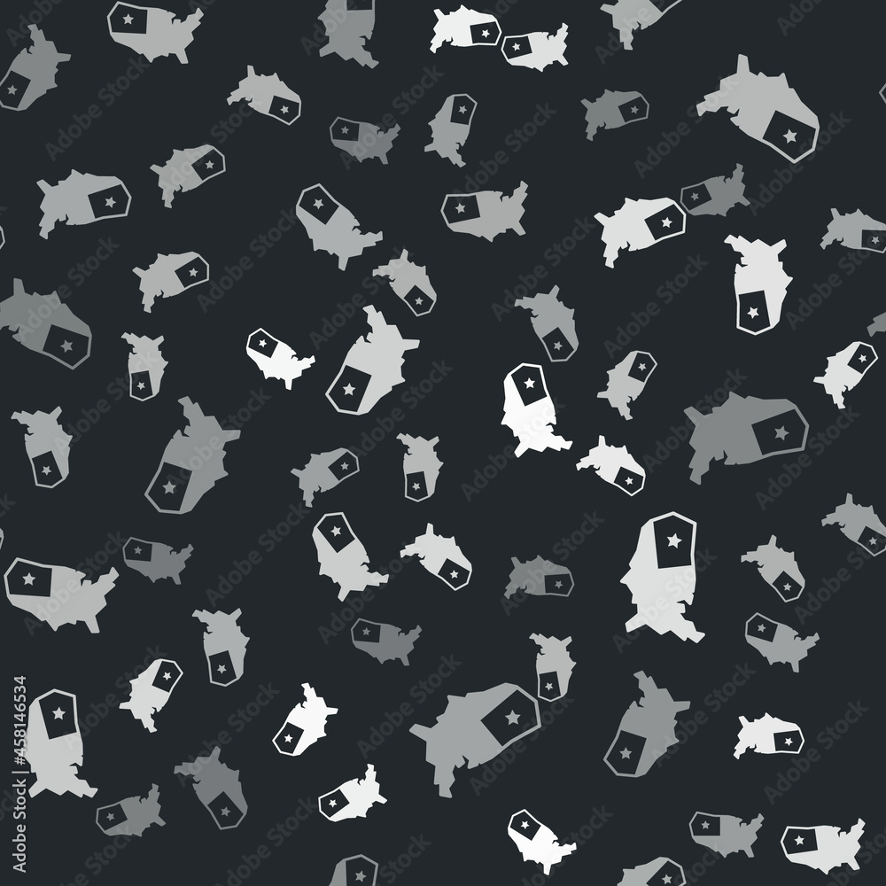 Grey USA map icon isolated seamless pattern on black background. Map of the United States of America. Vector Grey USA map icon isolated seamless pattern on black background. Map of the United States of America. Vector