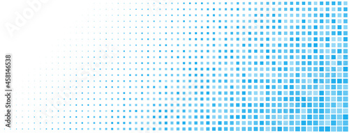 Abstract halftone background made of small square dots of different sizes in light blue colors