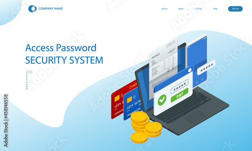 Isometric Online Mobile Banking and Internet Banking. Mobile Banking application On a Screen