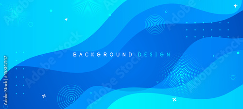 Liquid abstract background. Blue fluid vector banner template for social media, web sites. Wavy shapes