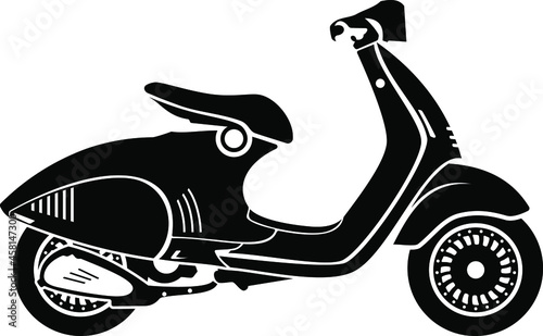 Realistic sprint scooter vector black Outline Motorcycle