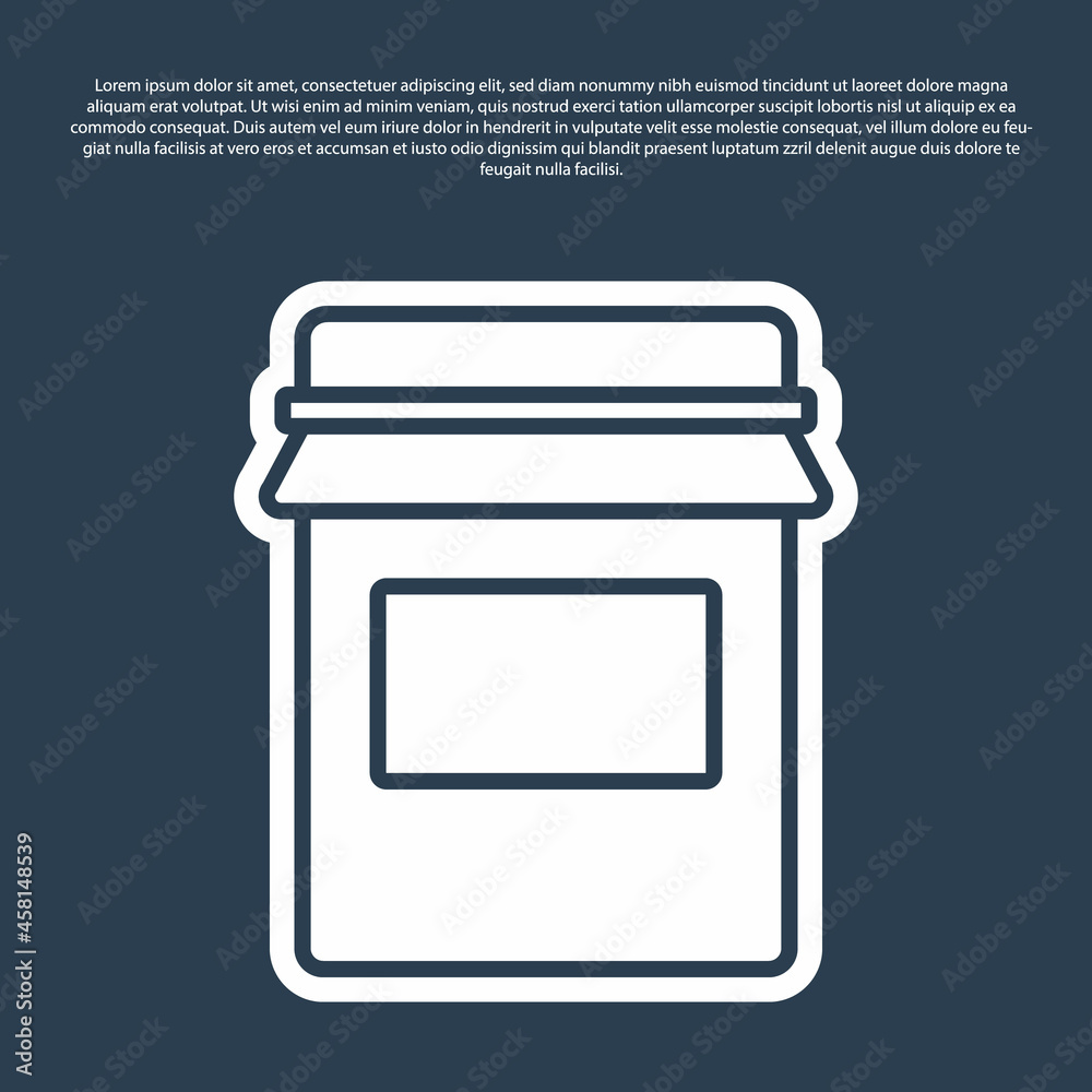 Blue line Jam jar icon isolated on blue background. Vector Blue line Jam jar icon isolated on blue background. Vector