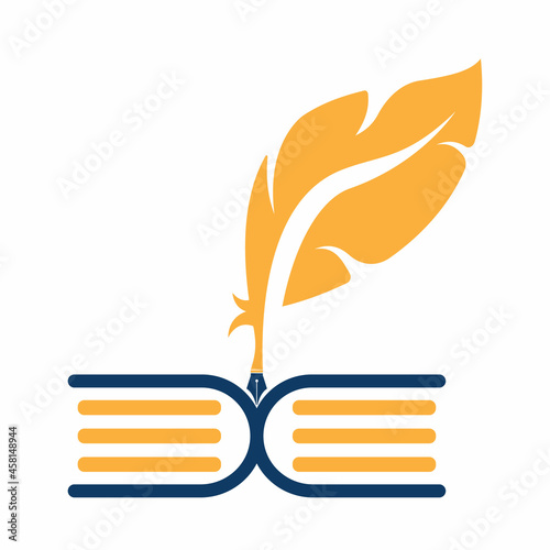 Judicial Quill Writing On Open Book. Judgment Certificate Or Police Document Vector. Education Book Quill Vector Template Design.