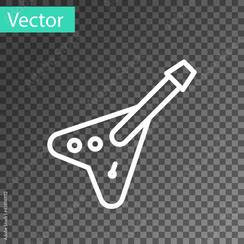 White line Electric bass guitar icon isolated on transparent background. Vector