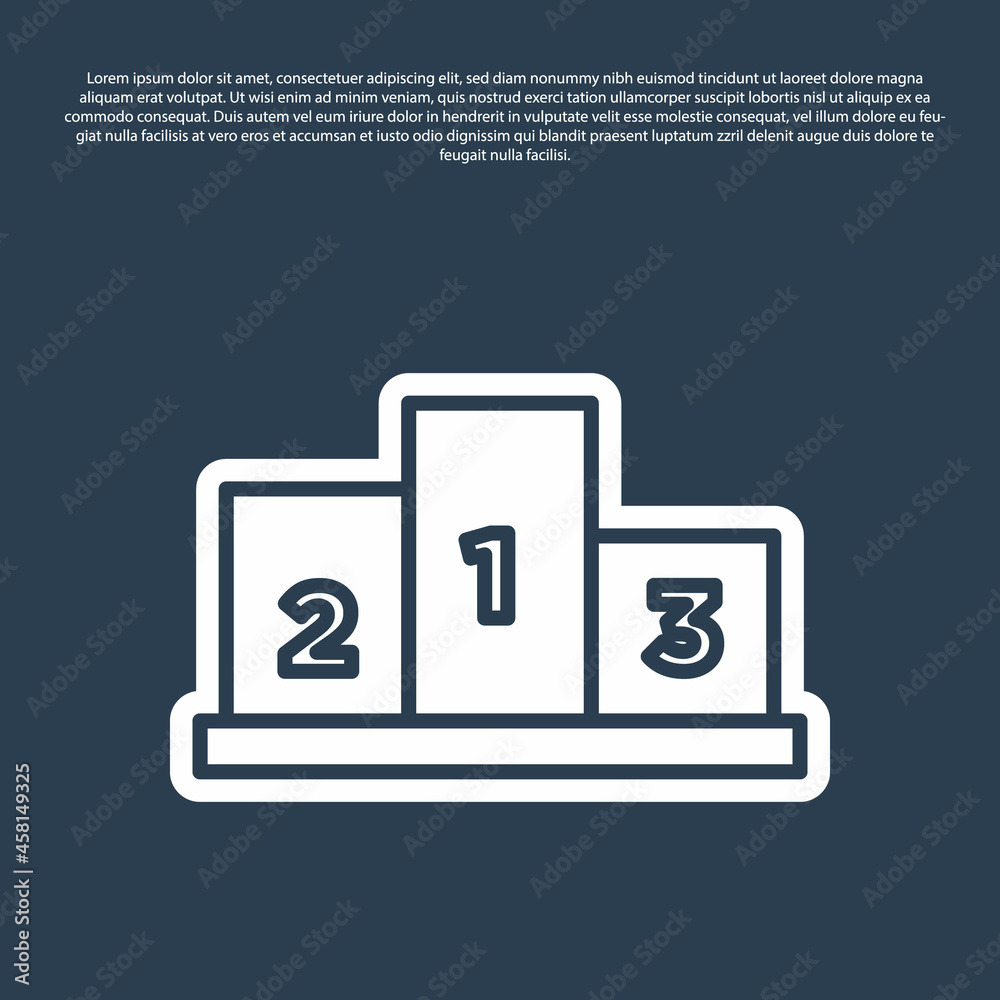 Blue line Award over sports winner podium icon isolated on blue background. Vector Blue line Award over sports winner podium icon isolated on blue background. Vector