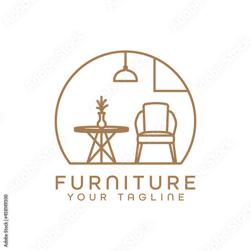 furniture logo minimalist room interior chairs and tables