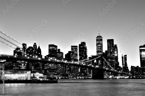 New York City skyline B W