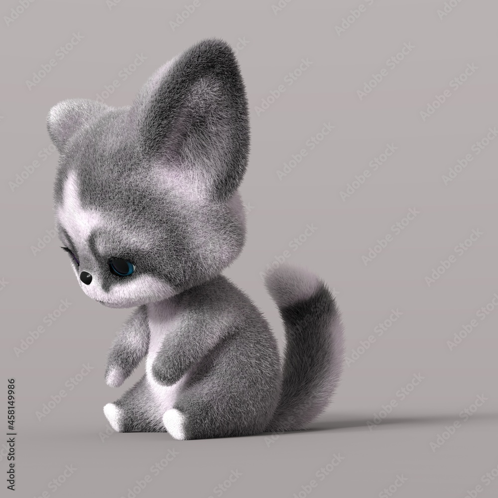 Fototapeta premium 3D-illustration of a sad cartoon fox. isolated rendering object