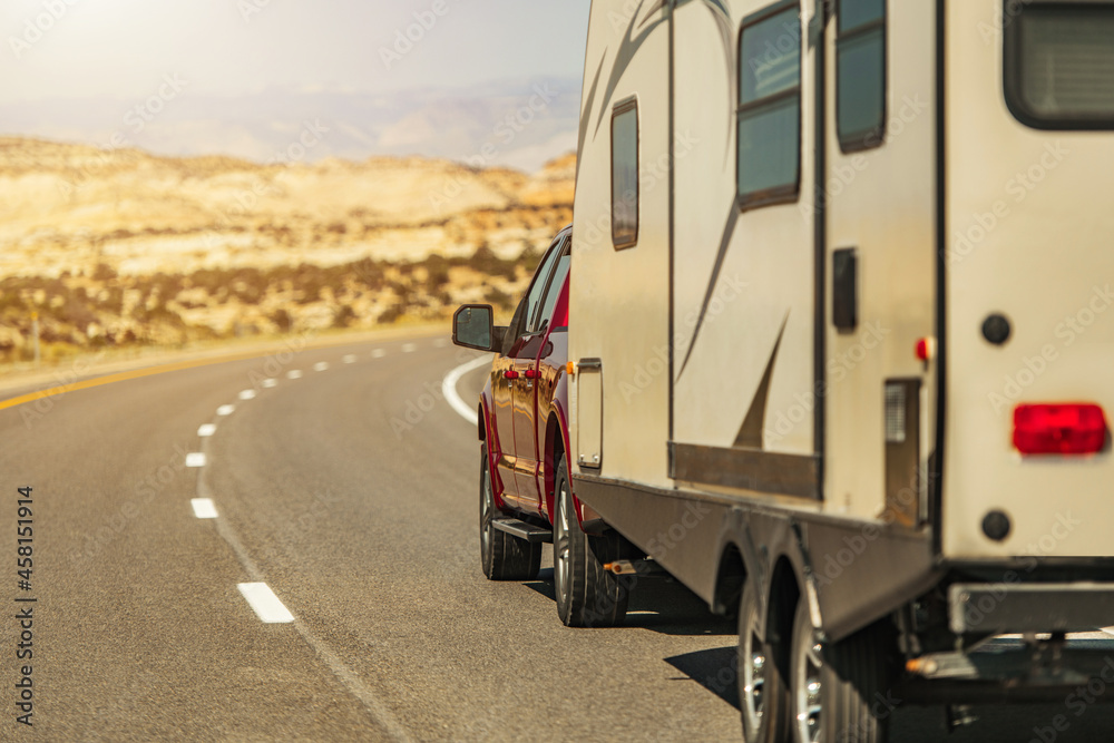 Travel Trailer RV on a Scenic Utah Route Stock Photo | Adobe Stock