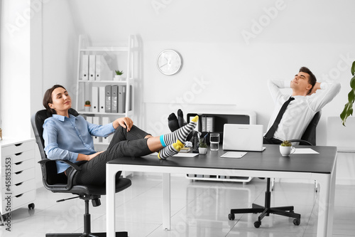 Lazy colleagues resting in ...