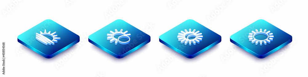 Set Isometric line Sunset, Eclipse of the sun, and icon. Vector Set Isometric line Sunset, Eclipse of the sun, and icon. Vector