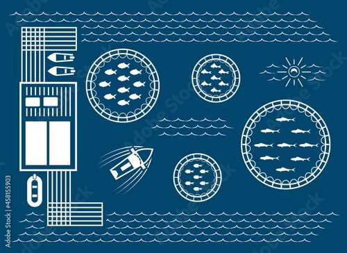 Fish farming technology illustration