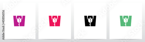 Rose With Stem On Letter Logo Design W