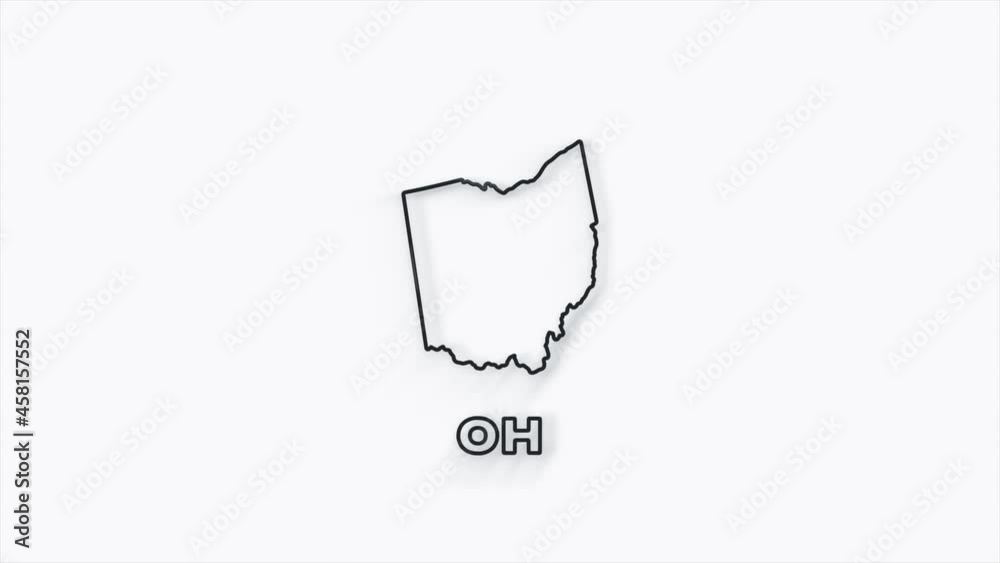 2d line creative Ohio state lettering isolated on white. 2d line Ohio state. USA. United States