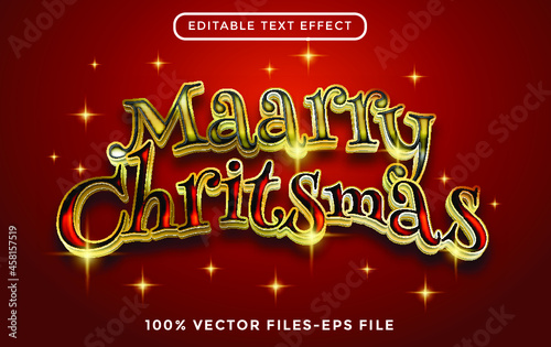 marry christmas text. editable text effect premium vectors